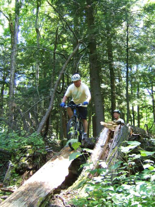 Coming down off the log